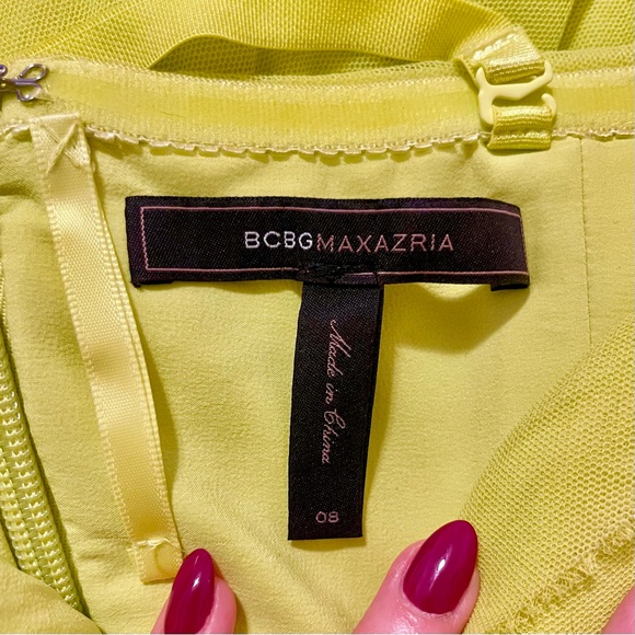 BCBG Max Azria Lime Yellow Cocktail Dress Size 8 - Picture 4 of 4